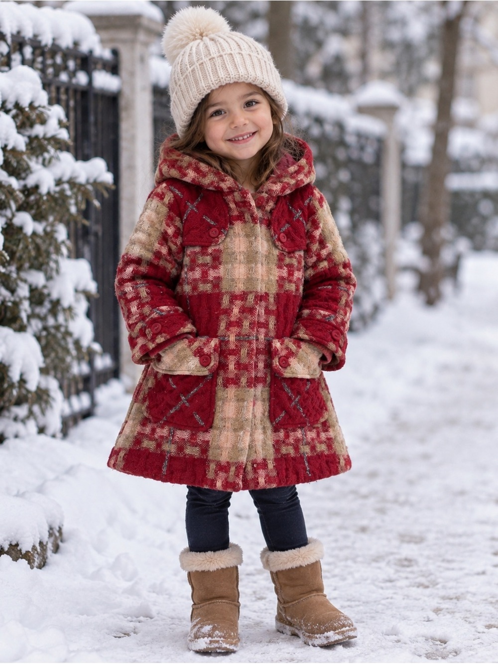 Burberry coat girl 5T wool red hood zip